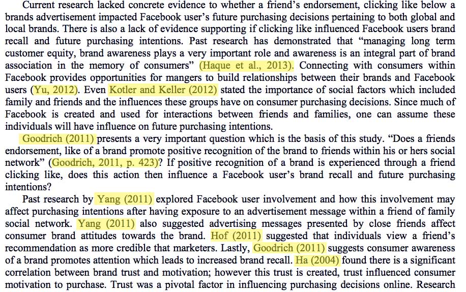 literature review of facebook